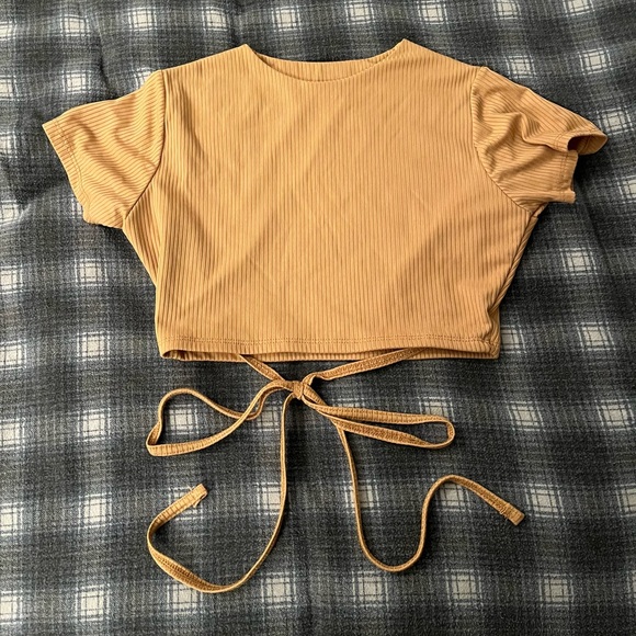 Womens cropped wrap around tie tee - Picture 1 of 1